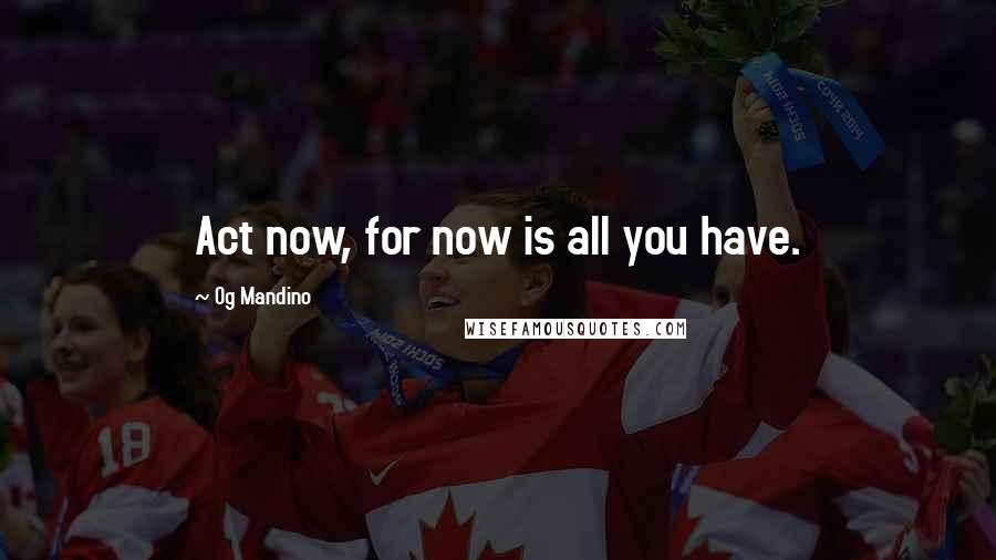 Og Mandino Quotes: Act now, for now is all you have.