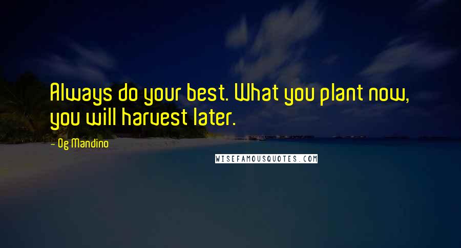 Og Mandino Quotes: Always do your best. What you plant now, you will harvest later.