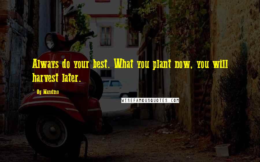 Og Mandino Quotes: Always do your best. What you plant now, you will harvest later.