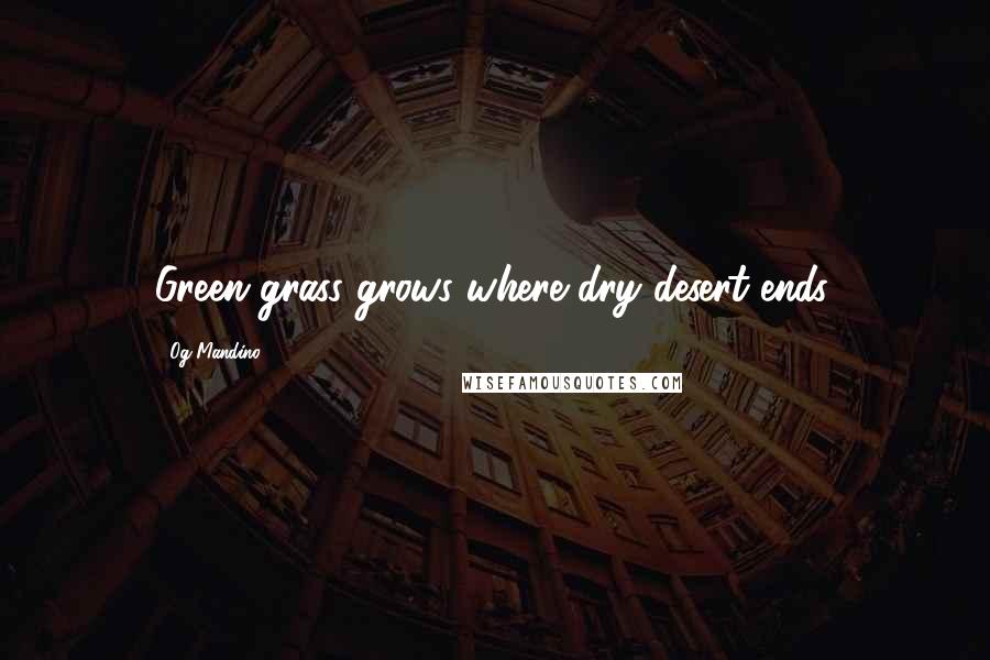 Og Mandino Quotes: Green grass grows where dry desert ends.