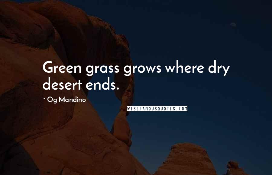 Og Mandino Quotes: Green grass grows where dry desert ends.