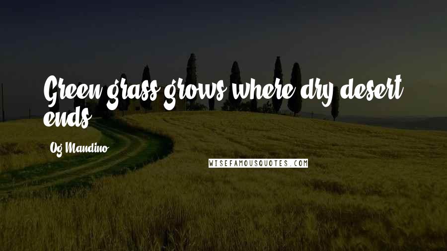 Og Mandino Quotes: Green grass grows where dry desert ends.