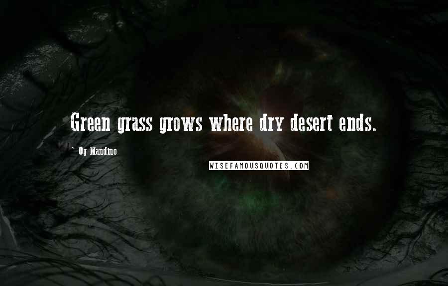 Og Mandino Quotes: Green grass grows where dry desert ends.