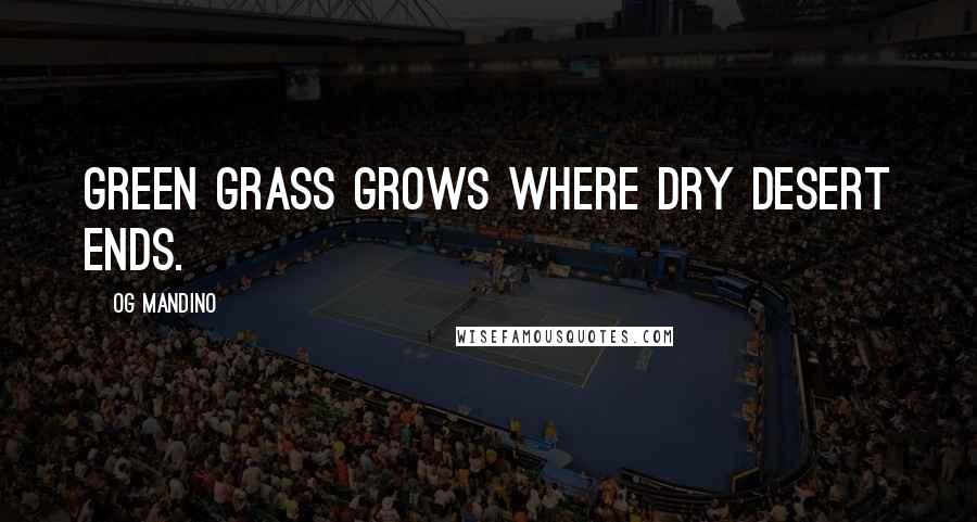 Og Mandino Quotes: Green grass grows where dry desert ends.
