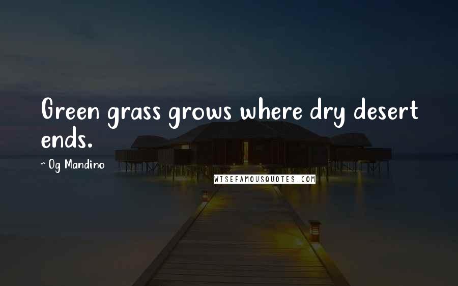 Og Mandino Quotes: Green grass grows where dry desert ends.