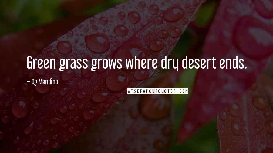 Og Mandino Quotes: Green grass grows where dry desert ends.