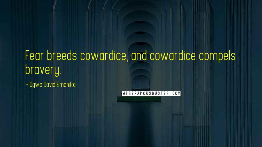 Ogwo David Emenike Quotes: Fear breeds cowardice, and cowardice compels bravery.