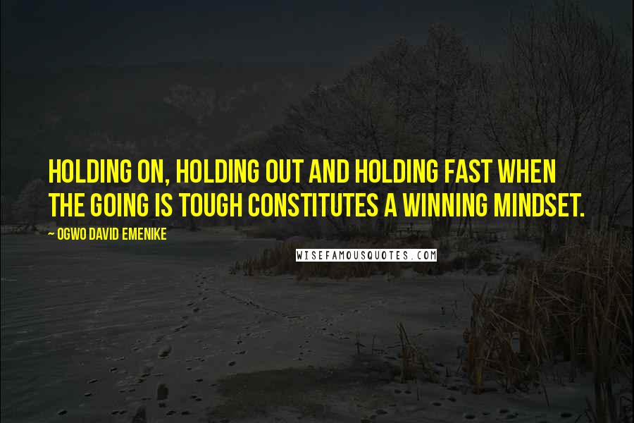 Ogwo David Emenike Quotes: Holding on, holding out and holding fast when the going is tough constitutes a winning mindset.