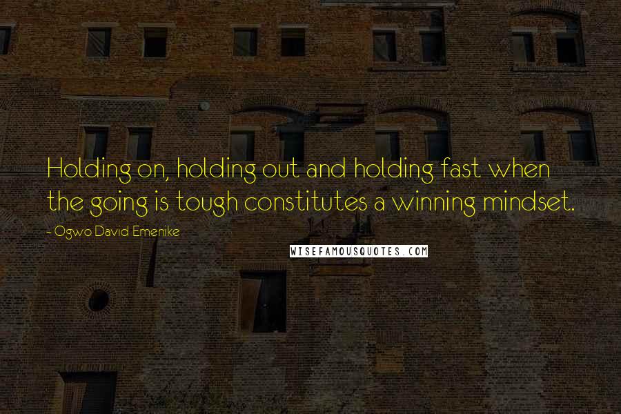 Ogwo David Emenike Quotes: Holding on, holding out and holding fast when the going is tough constitutes a winning mindset.