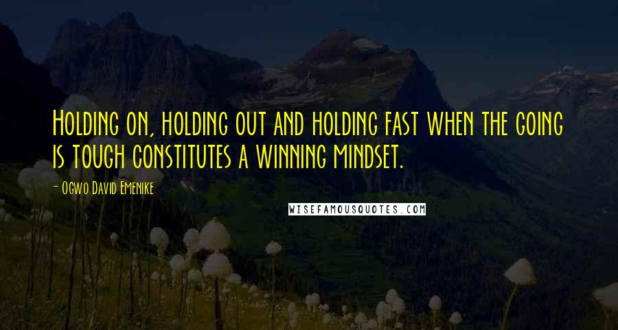 Ogwo David Emenike Quotes: Holding on, holding out and holding fast when the going is tough constitutes a winning mindset.