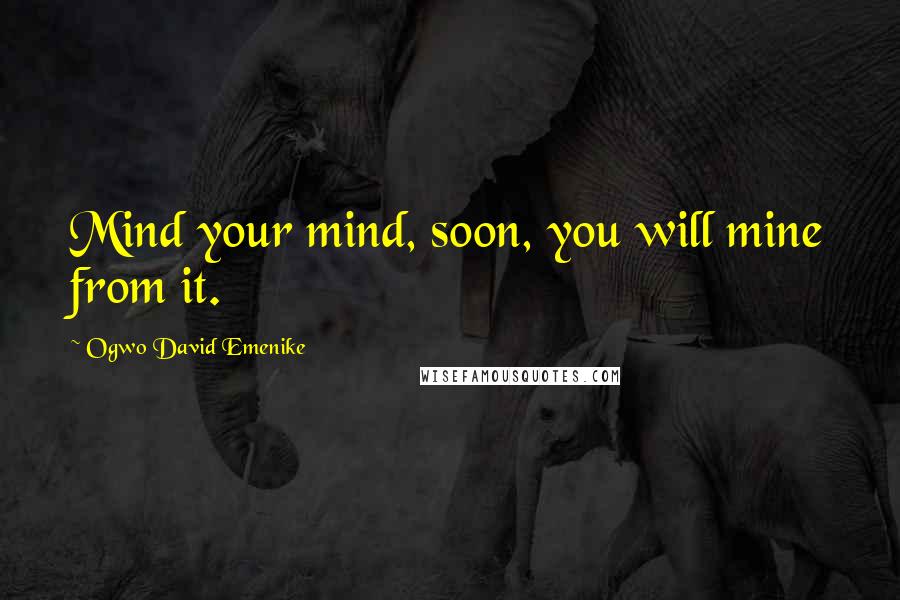 Ogwo David Emenike Quotes: Mind your mind, soon, you will mine from it.