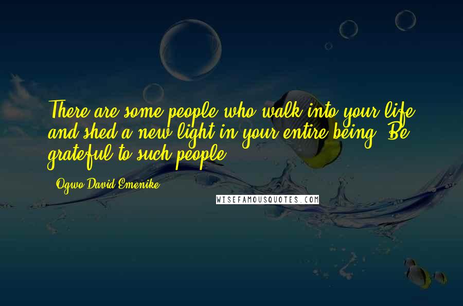 Ogwo David Emenike Quotes: There are some people who walk into your life and shed a new light in your entire being. Be grateful to such people.