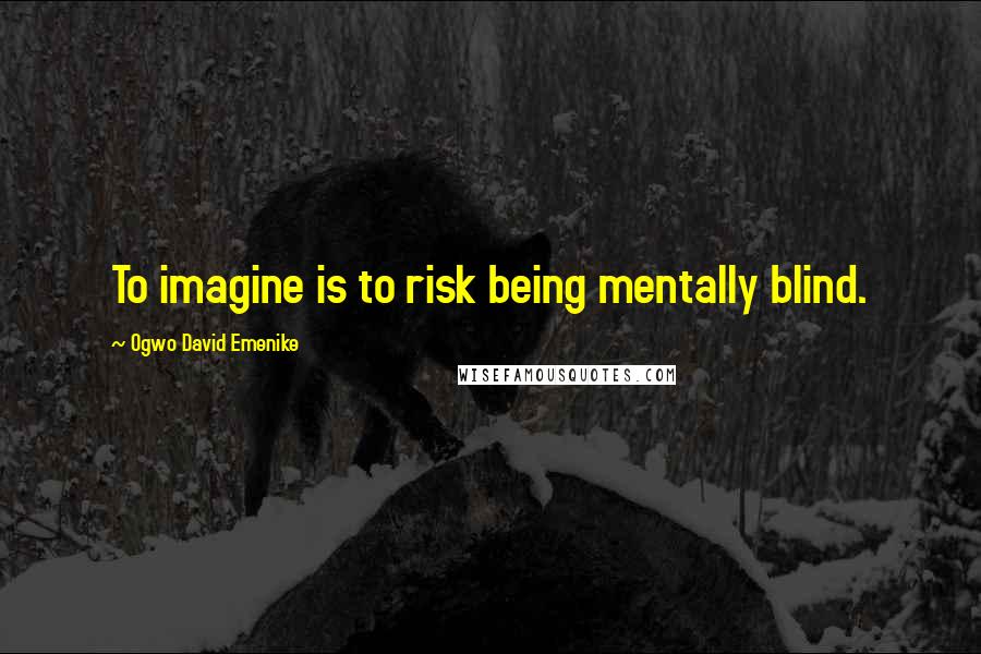 Ogwo David Emenike Quotes: To imagine is to risk being mentally blind.