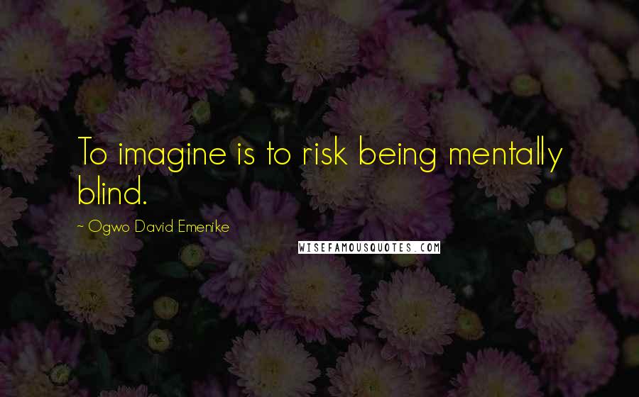 Ogwo David Emenike Quotes: To imagine is to risk being mentally blind.