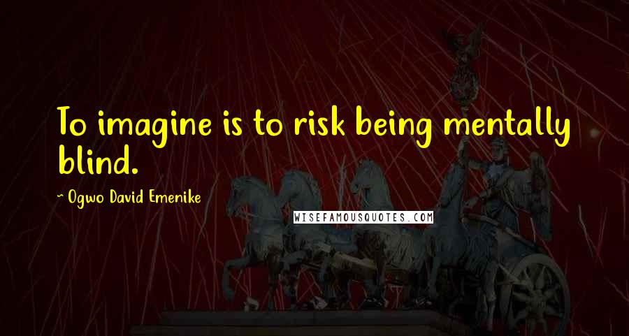 Ogwo David Emenike Quotes: To imagine is to risk being mentally blind.