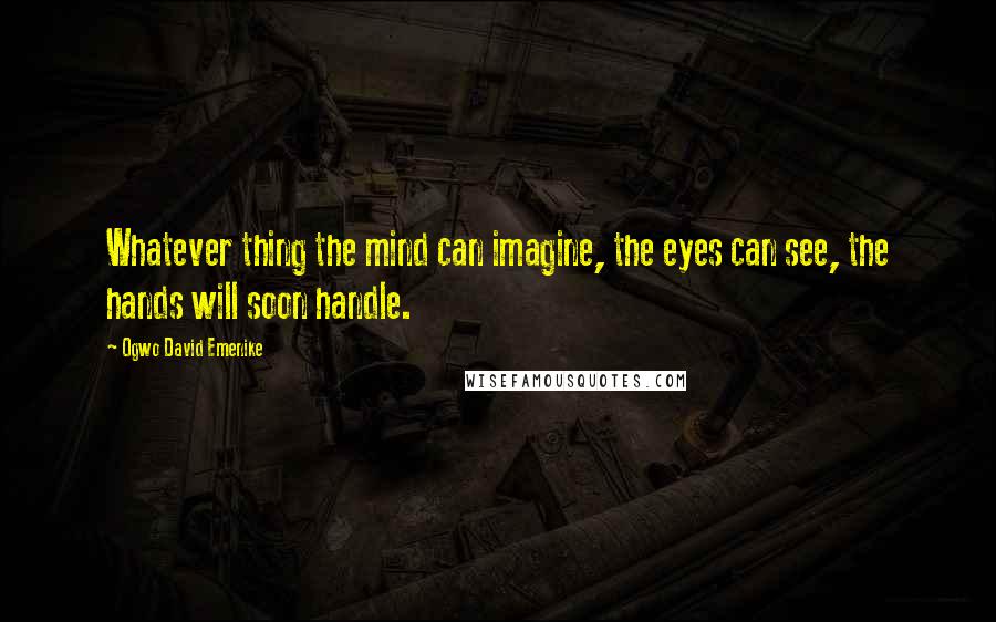 Ogwo David Emenike Quotes: Whatever thing the mind can imagine, the eyes can see, the hands will soon handle.