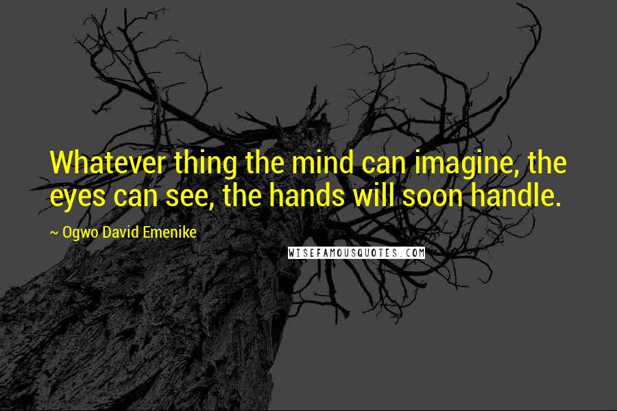 Ogwo David Emenike Quotes: Whatever thing the mind can imagine, the eyes can see, the hands will soon handle.