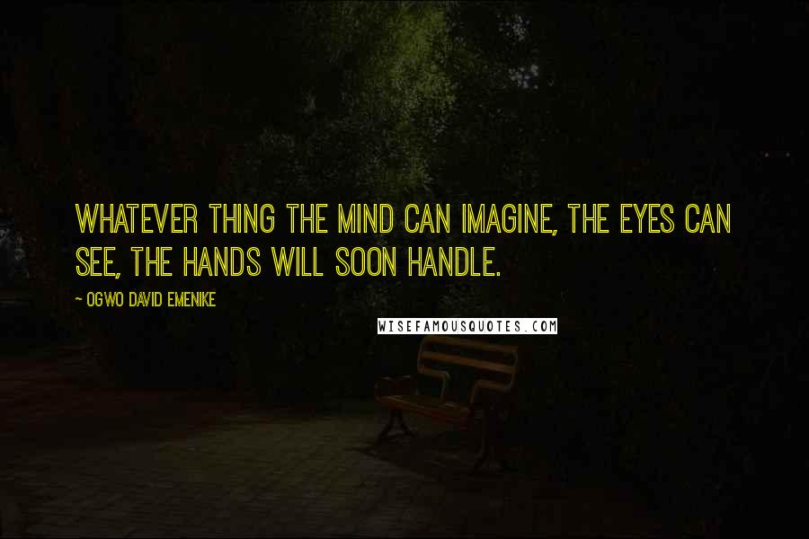 Ogwo David Emenike Quotes: Whatever thing the mind can imagine, the eyes can see, the hands will soon handle.