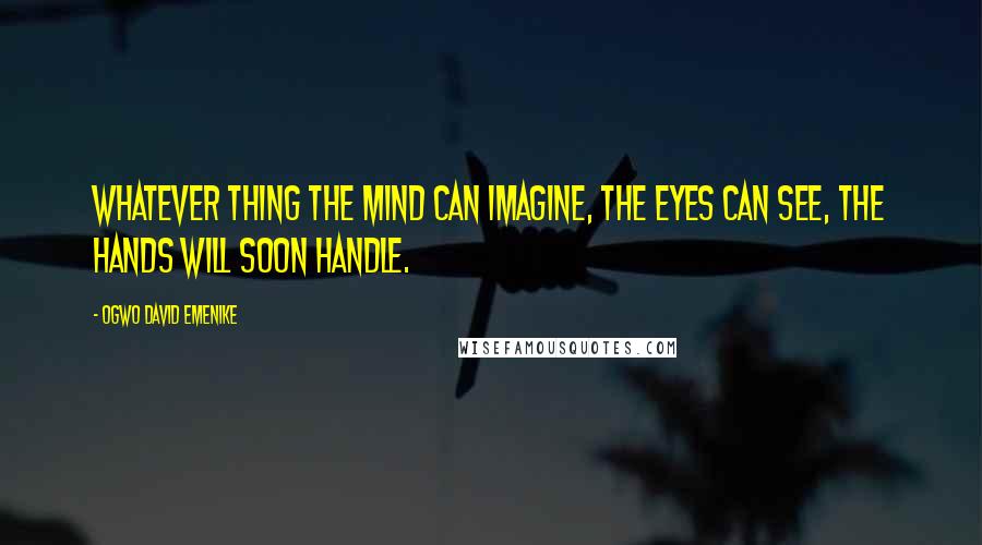 Ogwo David Emenike Quotes: Whatever thing the mind can imagine, the eyes can see, the hands will soon handle.