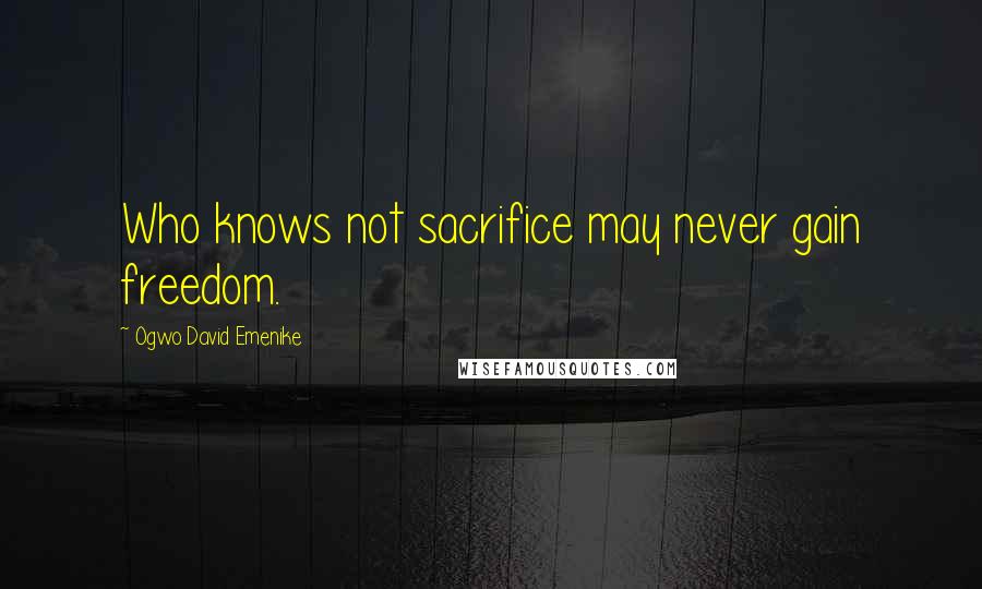 Ogwo David Emenike Quotes: Who knows not sacrifice may never gain freedom.