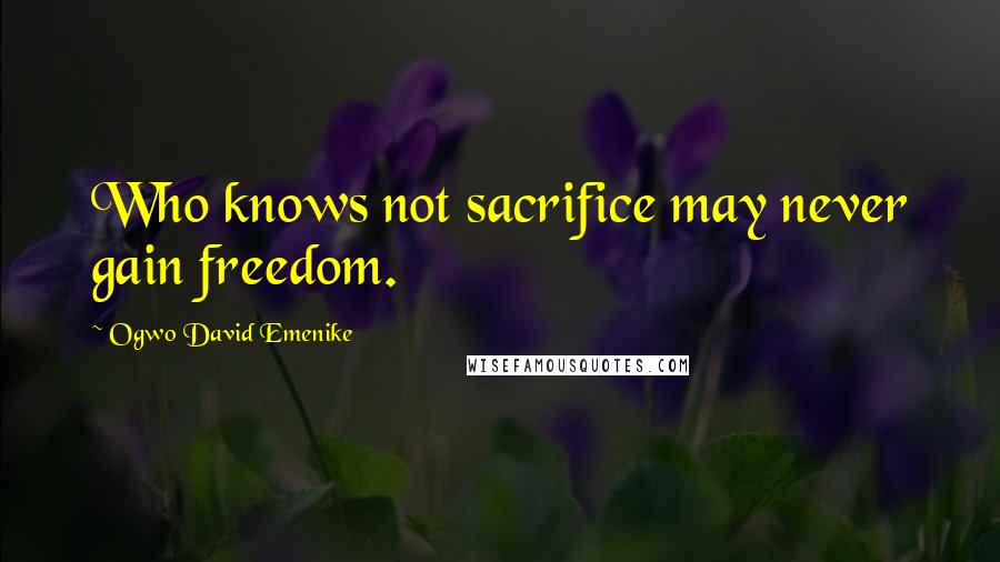Ogwo David Emenike Quotes: Who knows not sacrifice may never gain freedom.