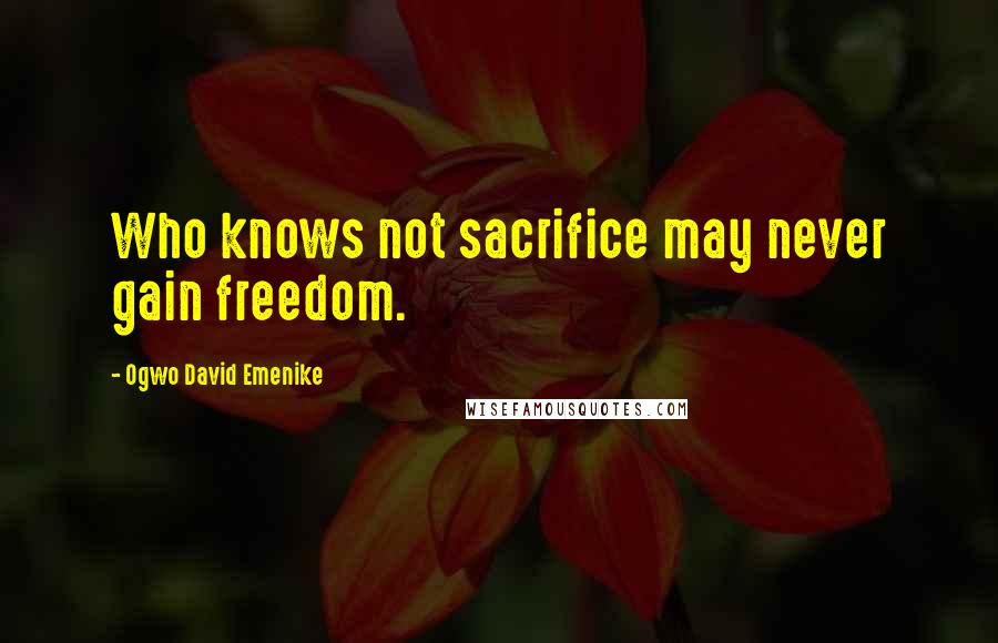 Ogwo David Emenike Quotes: Who knows not sacrifice may never gain freedom.