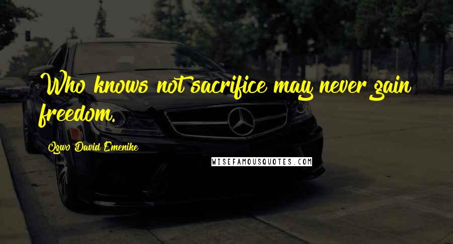 Ogwo David Emenike Quotes: Who knows not sacrifice may never gain freedom.