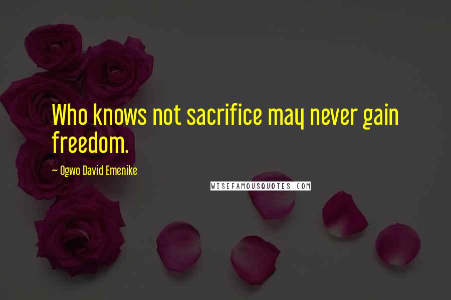 Ogwo David Emenike Quotes: Who knows not sacrifice may never gain freedom.