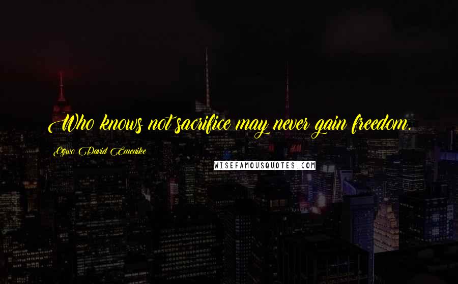 Ogwo David Emenike Quotes: Who knows not sacrifice may never gain freedom.