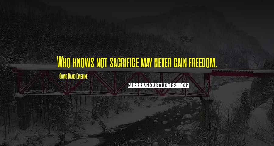 Ogwo David Emenike Quotes: Who knows not sacrifice may never gain freedom.
