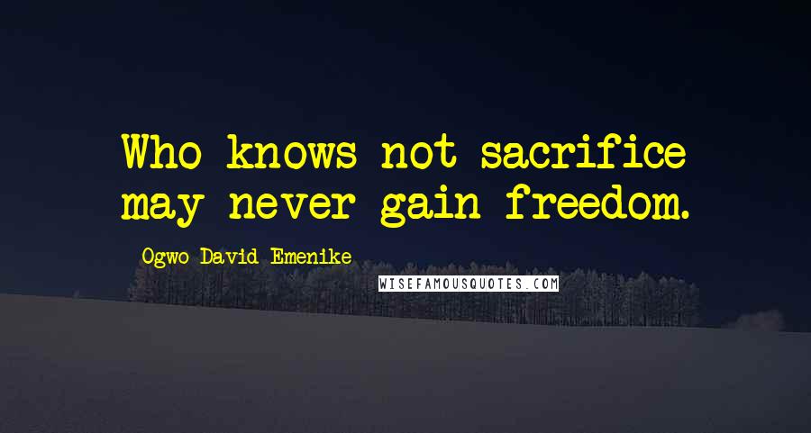 Ogwo David Emenike Quotes: Who knows not sacrifice may never gain freedom.