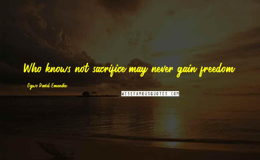 Ogwo David Emenike Quotes: Who knows not sacrifice may never gain freedom.