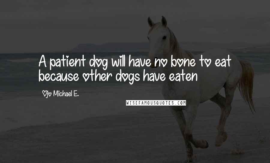 Ojo Michael E. Quotes: A patient dog will have no bone to eat because other dogs have eaten