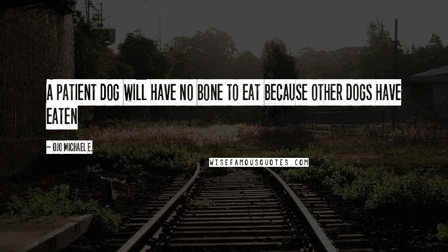 Ojo Michael E. Quotes: A patient dog will have no bone to eat because other dogs have eaten
