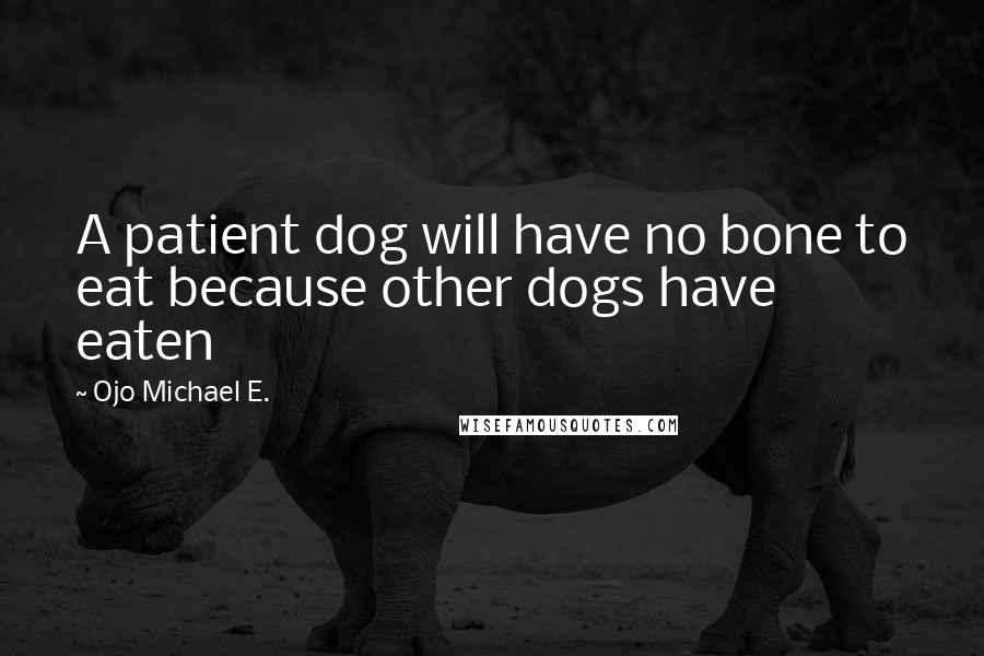 Ojo Michael E. Quotes: A patient dog will have no bone to eat because other dogs have eaten