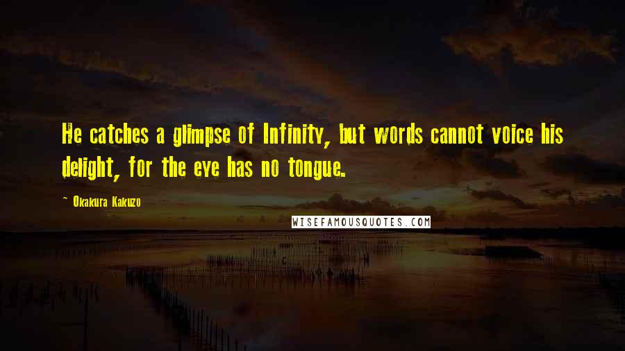 Okakura Kakuzo Quotes: He catches a glimpse of Infinity, but words cannot voice his delight, for the eye has no tongue.