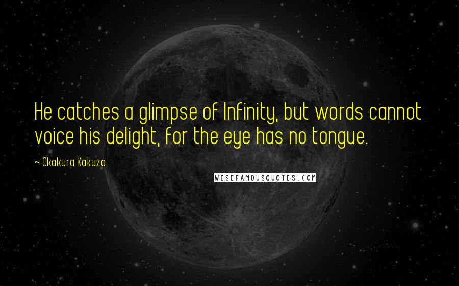 Okakura Kakuzo Quotes: He catches a glimpse of Infinity, but words cannot voice his delight, for the eye has no tongue.