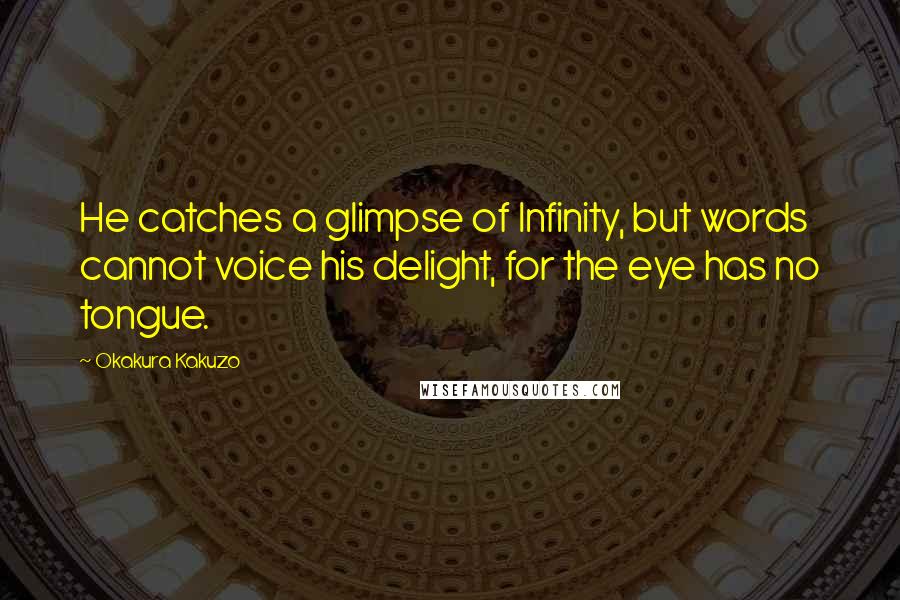 Okakura Kakuzo Quotes: He catches a glimpse of Infinity, but words cannot voice his delight, for the eye has no tongue.