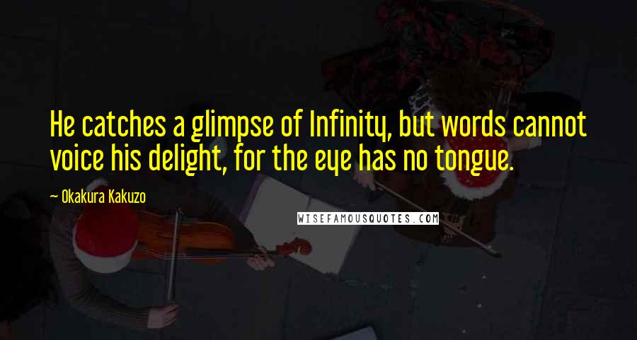 Okakura Kakuzo Quotes: He catches a glimpse of Infinity, but words cannot voice his delight, for the eye has no tongue.