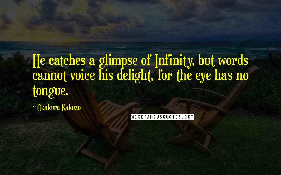 Okakura Kakuzo Quotes: He catches a glimpse of Infinity, but words cannot voice his delight, for the eye has no tongue.