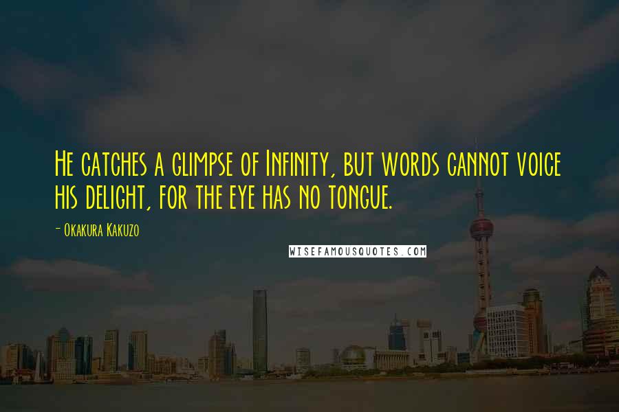 Okakura Kakuzo Quotes: He catches a glimpse of Infinity, but words cannot voice his delight, for the eye has no tongue.