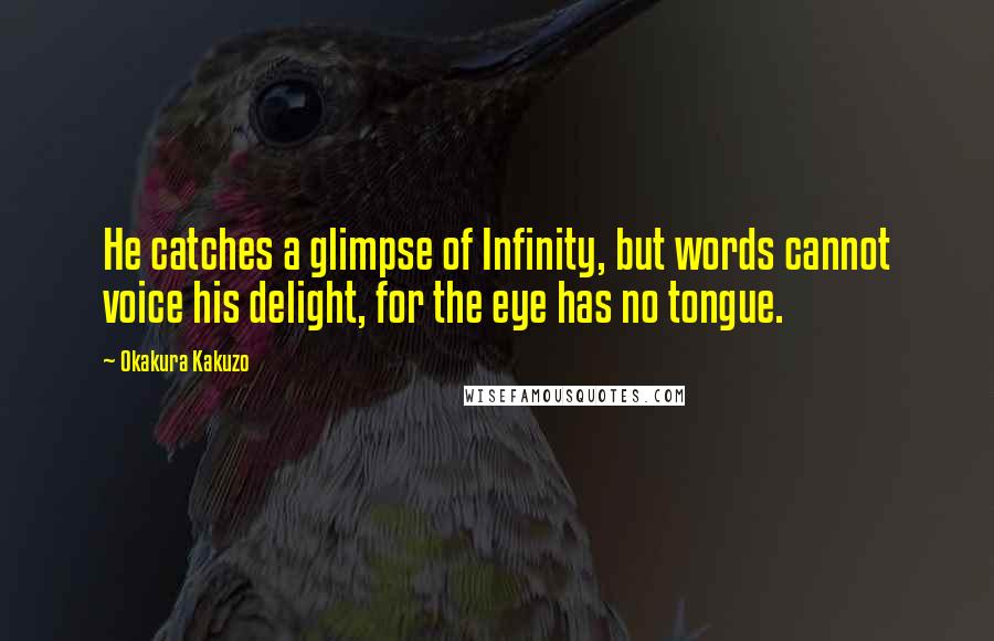 Okakura Kakuzo Quotes: He catches a glimpse of Infinity, but words cannot voice his delight, for the eye has no tongue.