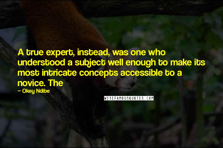 Okey Ndibe Quotes: A true expert, instead, was one who understood a subject well enough to make its most intricate concepts accessible to a novice. The