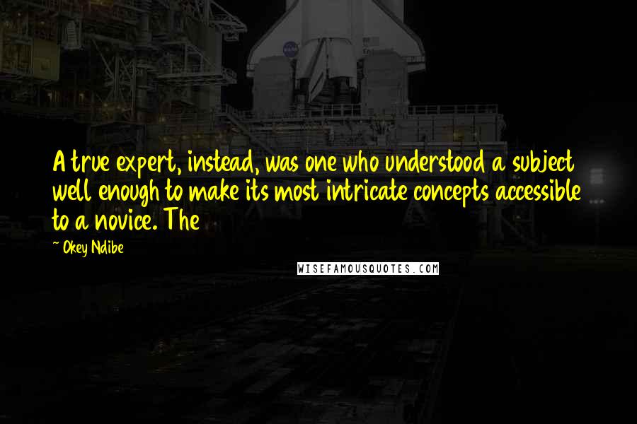 Okey Ndibe Quotes: A true expert, instead, was one who understood a subject well enough to make its most intricate concepts accessible to a novice. The