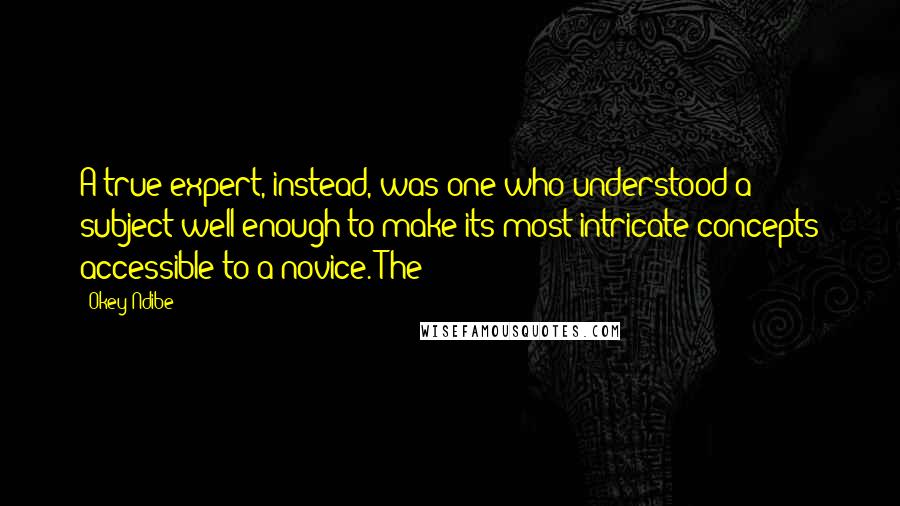 Okey Ndibe Quotes: A true expert, instead, was one who understood a subject well enough to make its most intricate concepts accessible to a novice. The