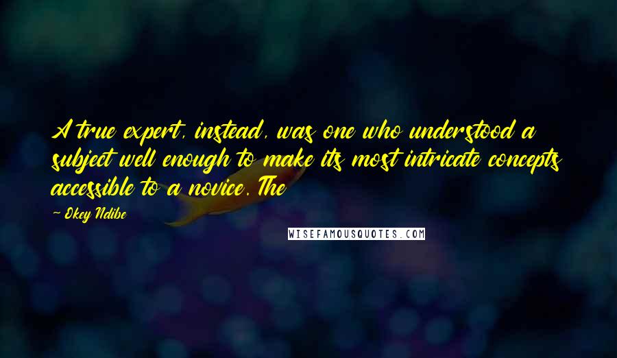 Okey Ndibe Quotes: A true expert, instead, was one who understood a subject well enough to make its most intricate concepts accessible to a novice. The