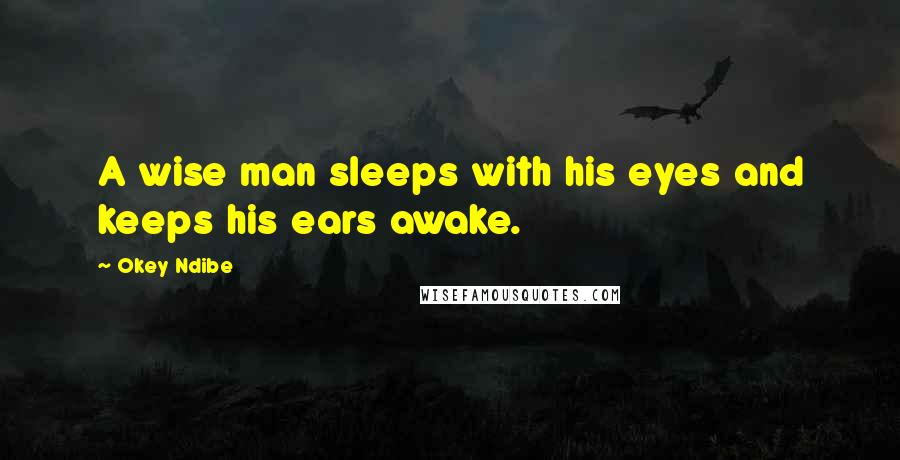 Okey Ndibe Quotes: A wise man sleeps with his eyes and keeps his ears awake.