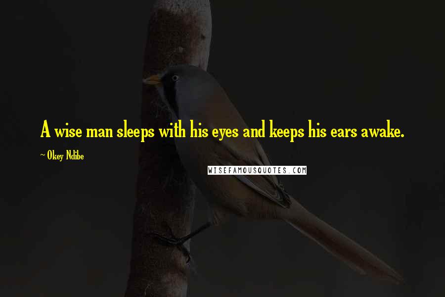 Okey Ndibe Quotes: A wise man sleeps with his eyes and keeps his ears awake.