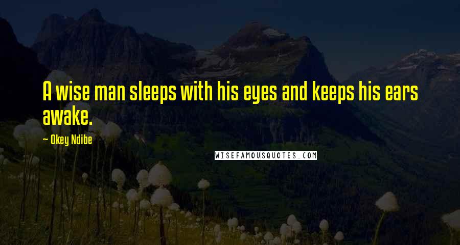 Okey Ndibe Quotes: A wise man sleeps with his eyes and keeps his ears awake.