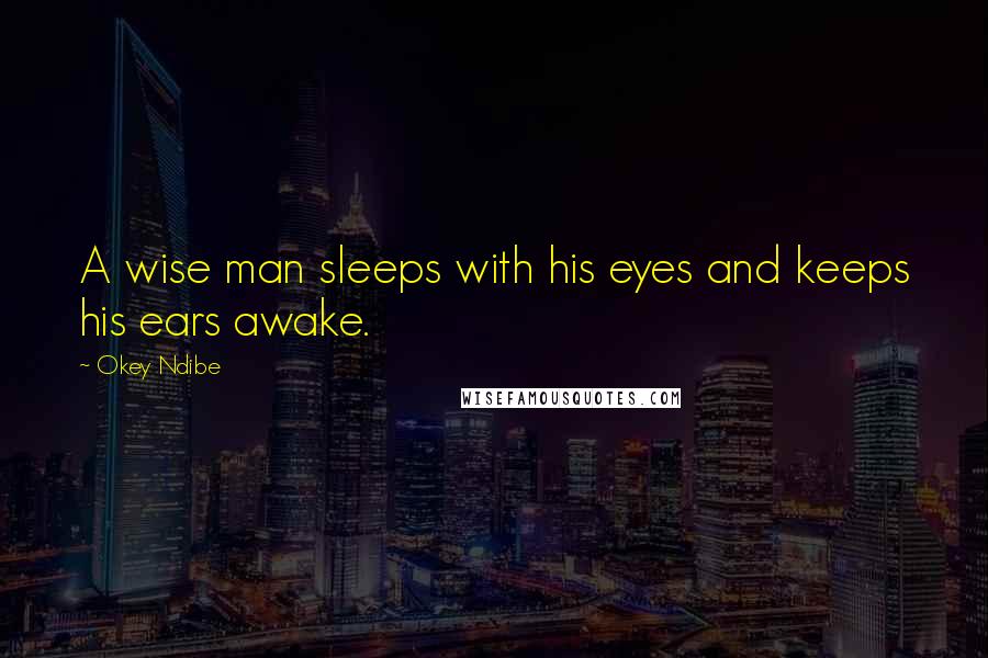 Okey Ndibe Quotes: A wise man sleeps with his eyes and keeps his ears awake.